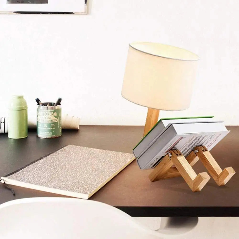 TechnoWood Robot Desk Lamp | Creative wooden reading light for home & office