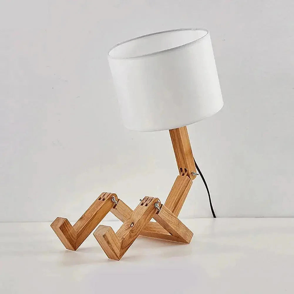 TechnoWood Robot Desk Lamp | Creative wooden reading light for home & office