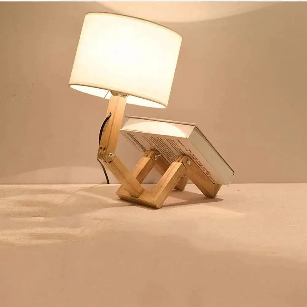 TechnoWood Robot Desk Lamp | Creative wooden reading light for home & office