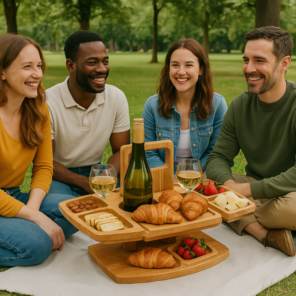 Portable Wooden Picnic Wine Table – WineNest