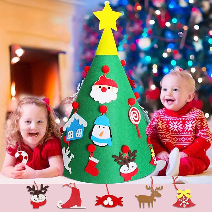 Felt Christmas Tree for DIY Decorating – with 30 Decorative Elements