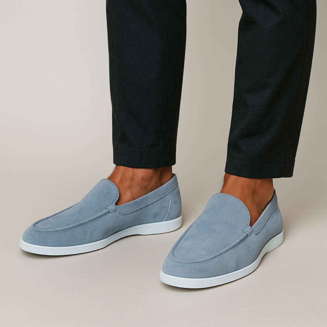 Men's Suede Loafers - Breathable Slip-On Model - Comfortable Fit