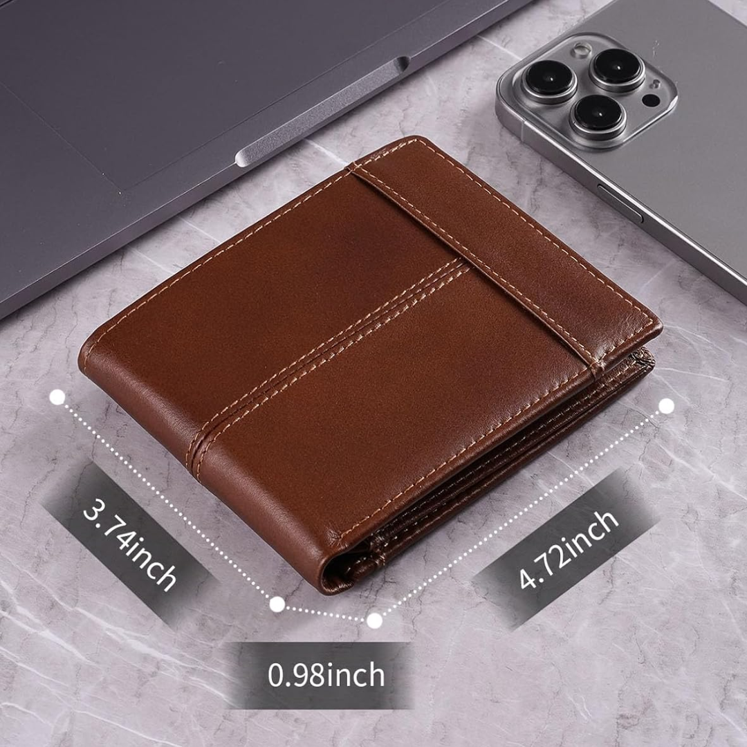 Premium RFID-blocking Leather Bifold Wallet for Men - SlimArmor