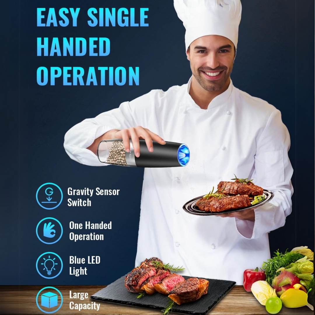 Rechargeable Electric Pepper and Salt Mill Set - GrindMaster Duo