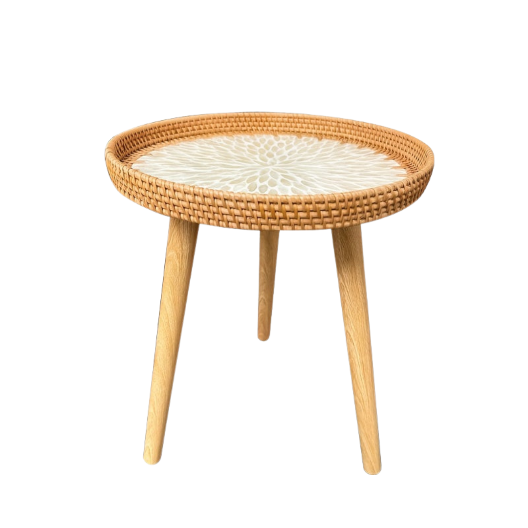 Scandinavian Rattan Side Table - Elin