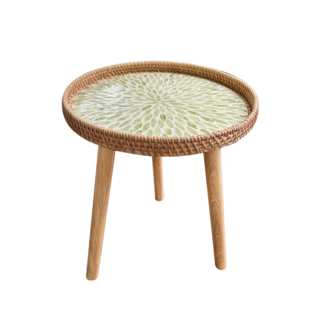 Scandinavian Rattan Side Table - Elin