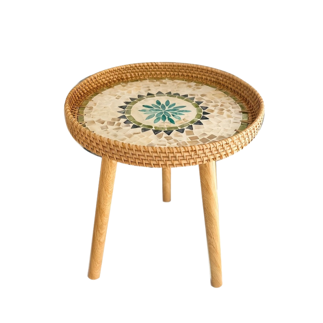 Scandinavian Rattan Side Table - Elin