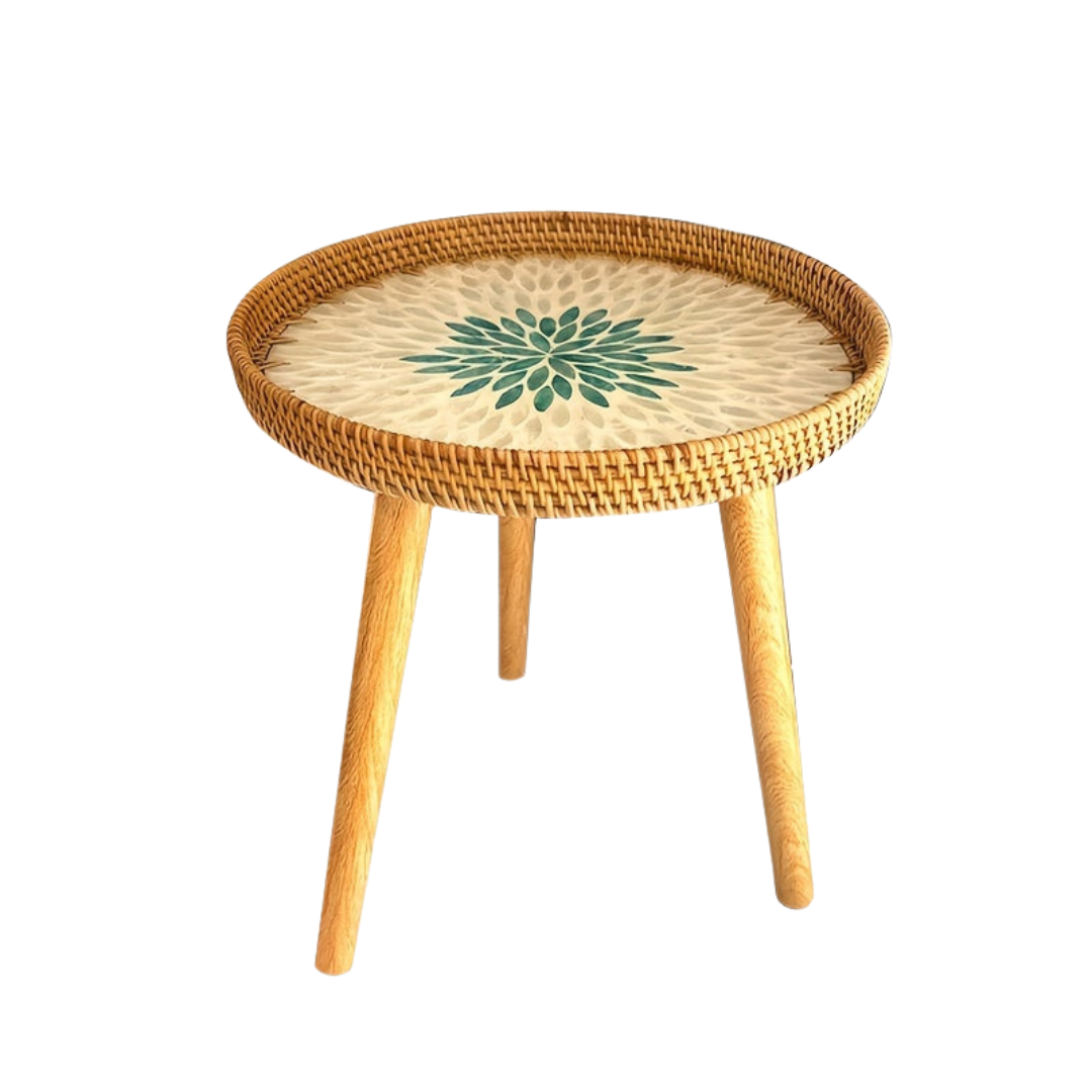 Scandinavian Rattan Side Table - Elin