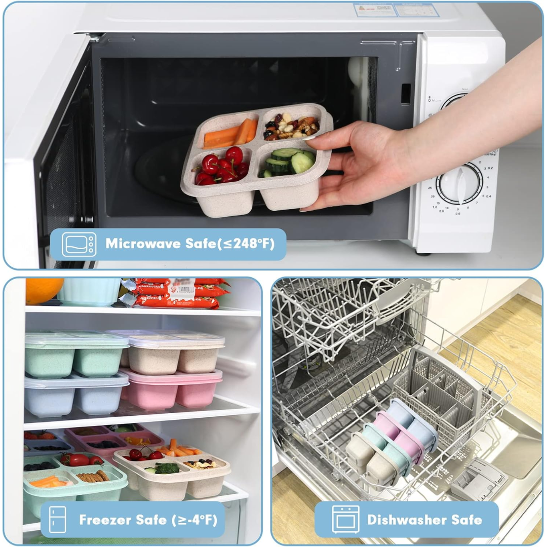 Bento-Style 4-Compartment Meal Prep Boxes (Set of 4) – Bento4You