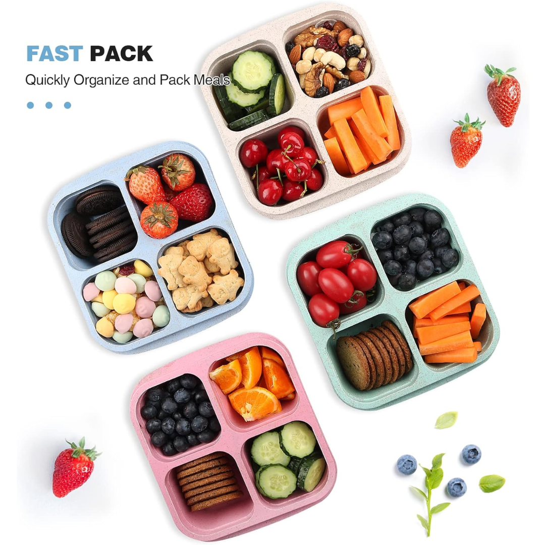 Bento-Style 4-Compartment Meal Prep Boxes (Set of 4) – Bento4You