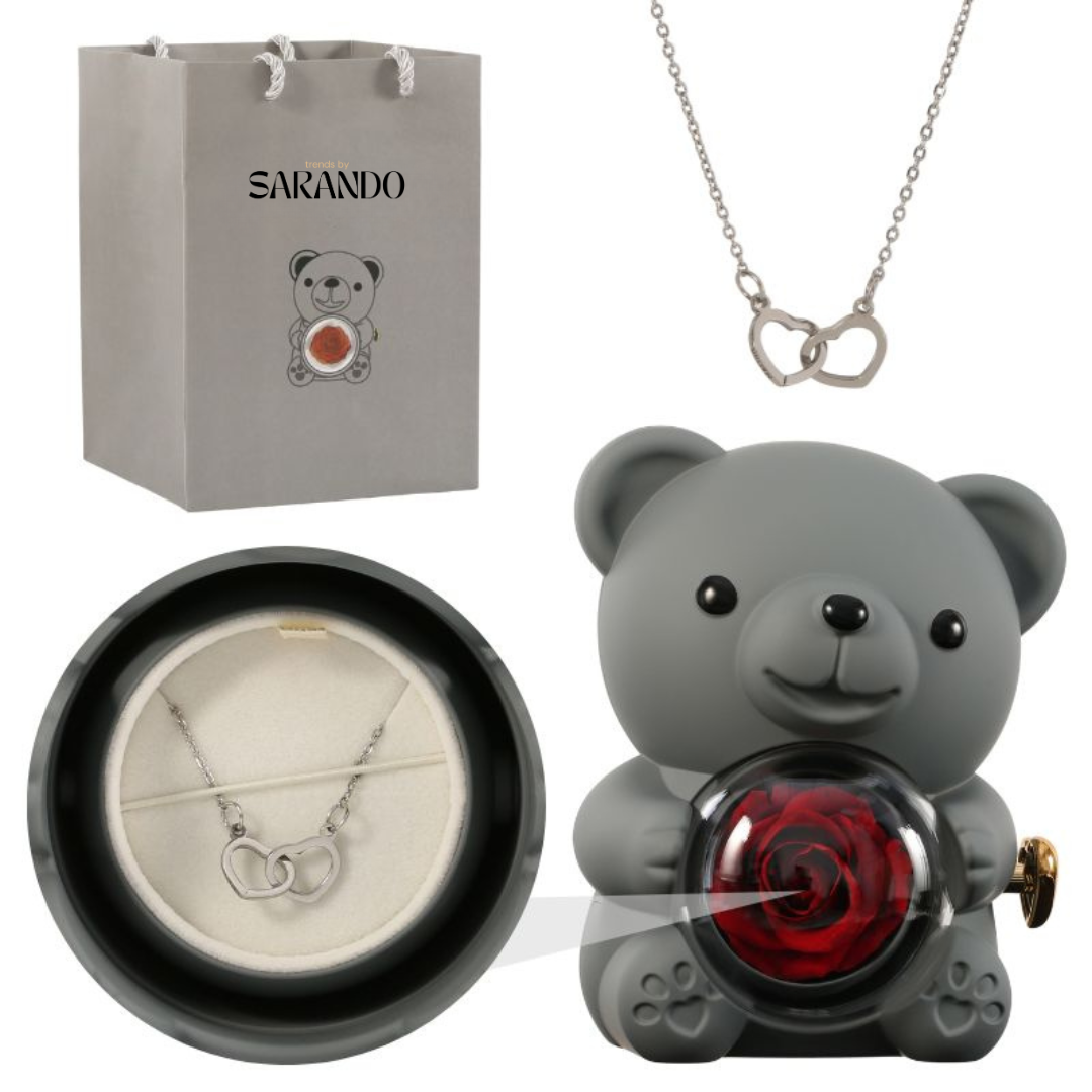 PermaBloom Gift Rose Pendant | Water-Resistant Rose with Custom Engraved Necklace