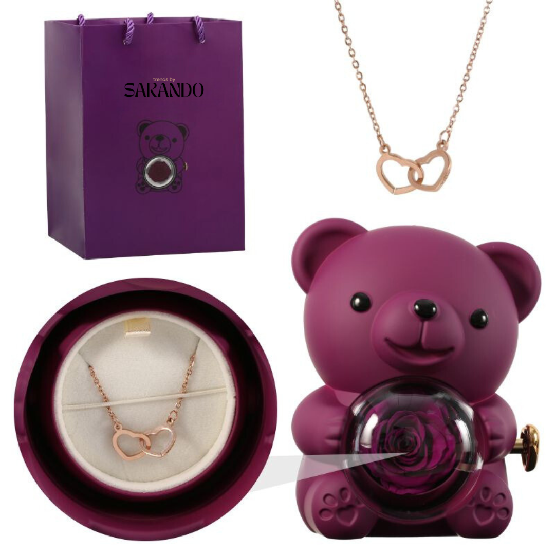 PermaBloom Gift Rose Pendant | Water-Resistant Rose with Custom Engraved Necklace