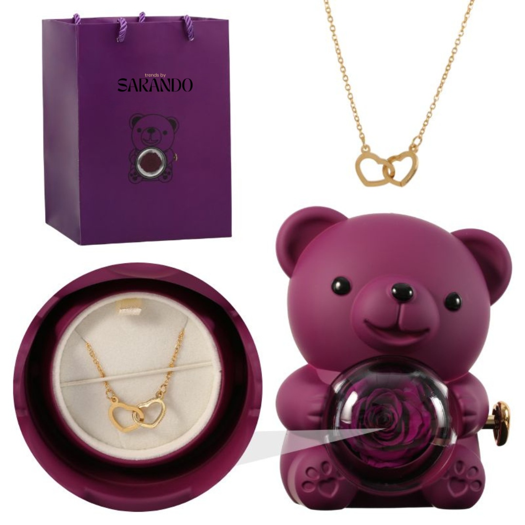 PermaBloom Gift Rose Pendant | Water-Resistant Rose with Custom Engraved Necklace