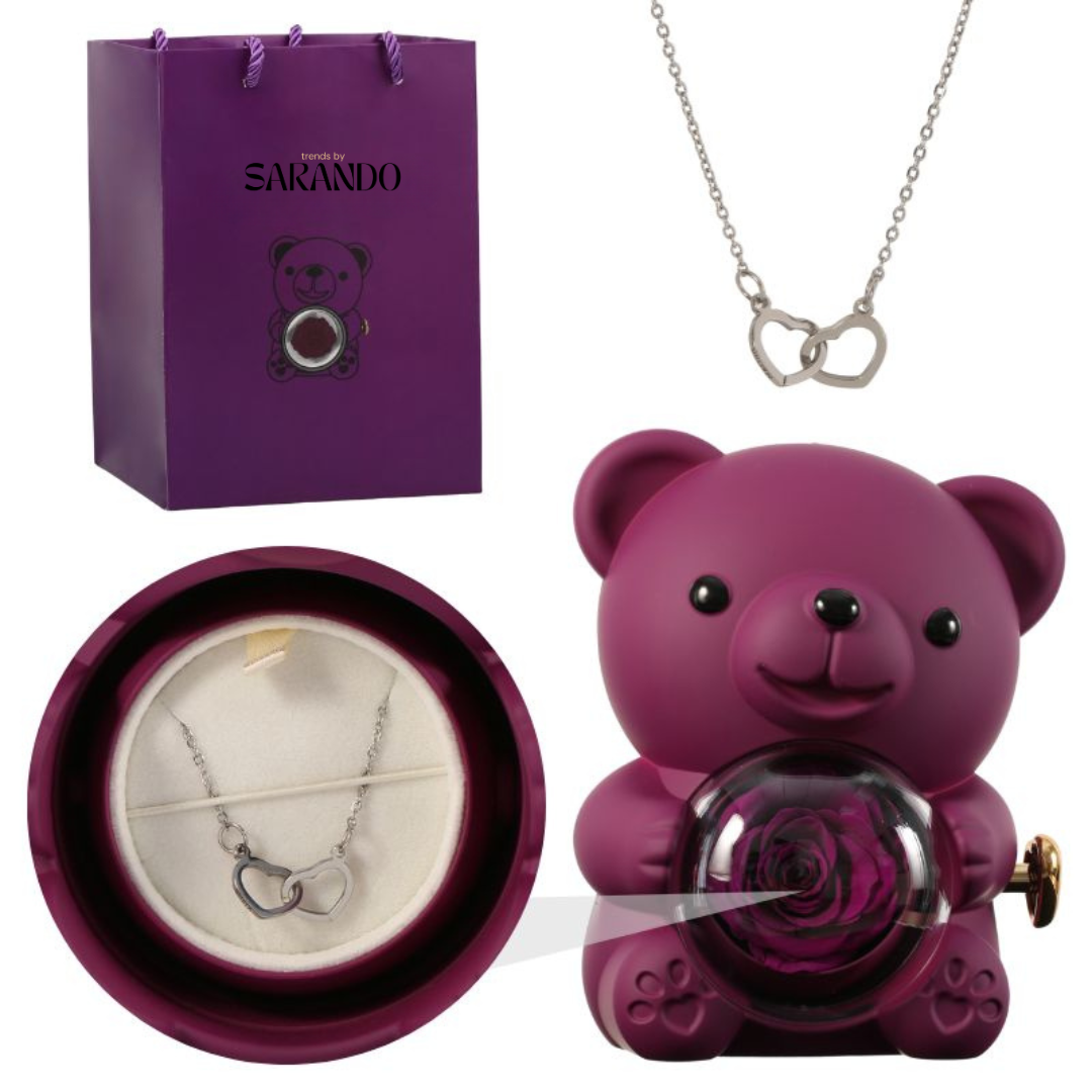 PermaBloom Gift Rose Pendant | Water-Resistant Rose with Custom Engraved Necklace