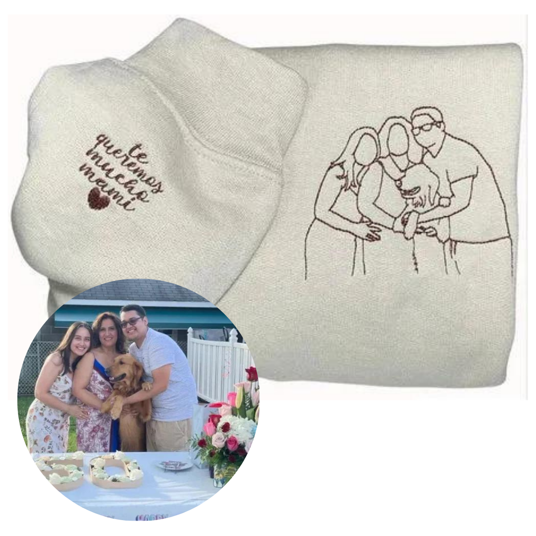 ThreadElegance Custom Embroidered Sweatshirt | Stylish Hoodie with Photo Memory Stitching