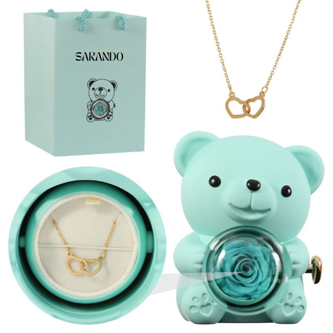 PermaBloom Gift Rose Pendant | Water-Resistant Rose with Custom Engraved Necklace