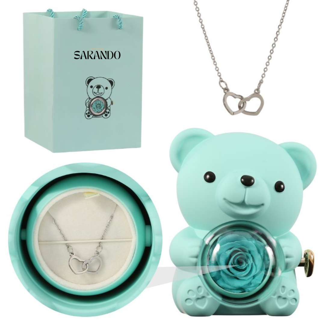 PermaBloom Gift Rose Pendant | Water-Resistant Rose with Custom Engraved Necklace