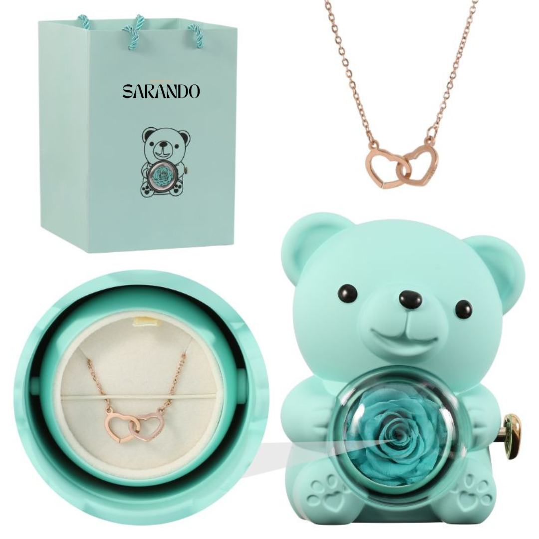 PermaBloom Gift Rose Pendant | Water-Resistant Rose with Custom Engraved Necklace