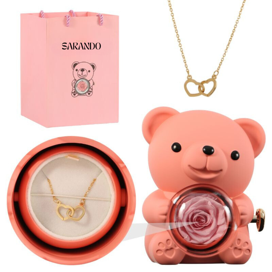 PermaBloom Gift Rose Pendant | Water-Resistant Rose with Custom Engraved Necklace