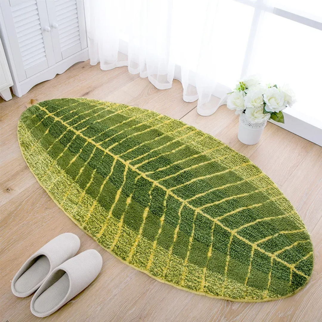 LeafHaven Deluxe Bath Mat | Elegant Flocked Rug with Moisture Absorption and Non-Slip Technology