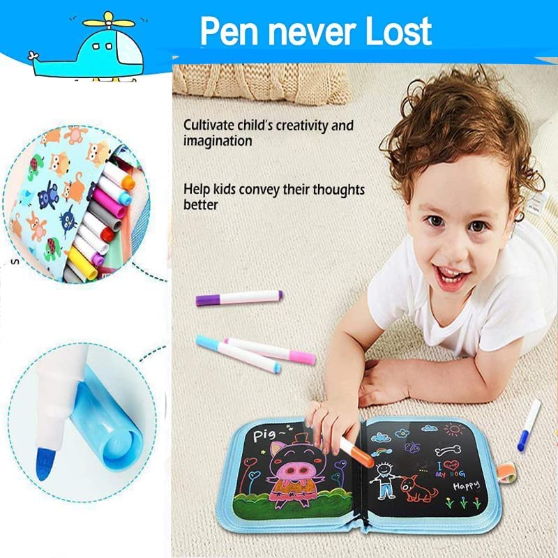 Reusable Learning & Drawing Book for Children – Includes 12 Pens