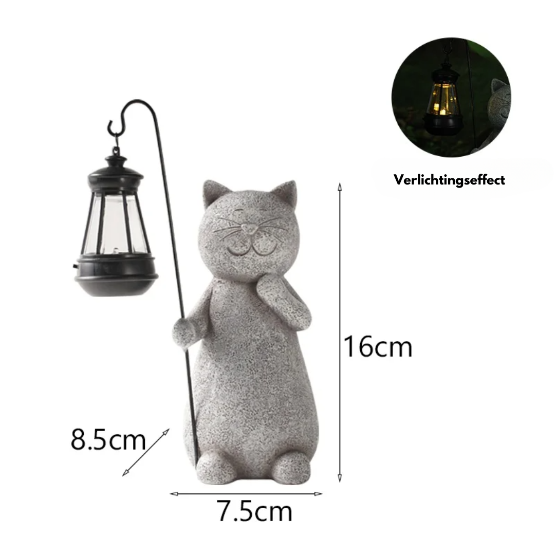 Enchanting Cat with Butterfly - Atmospheric Light for Your Garden