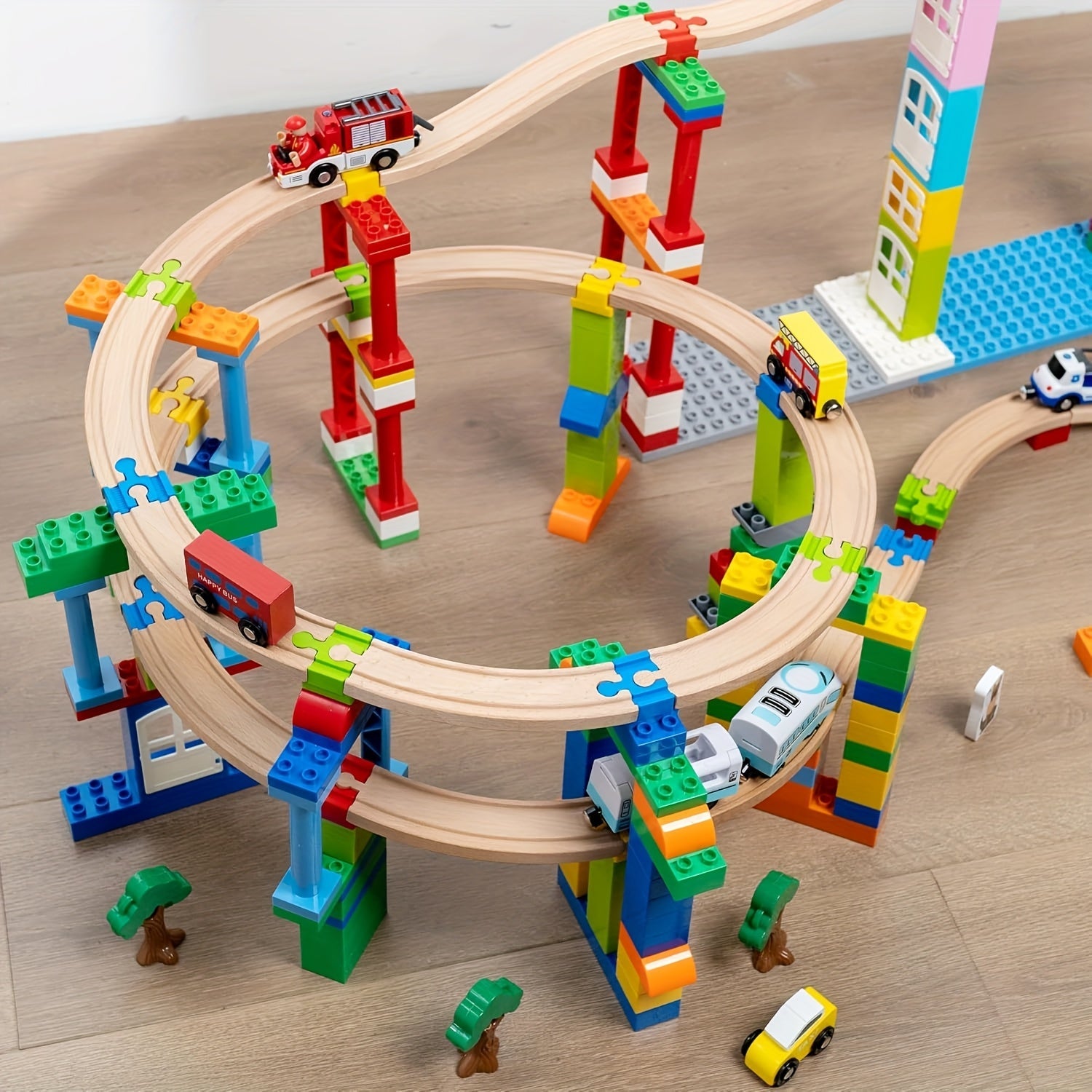 Set of 7-14 Colourful Wooden Track Adapters – Adjustable Connectors for Modelling