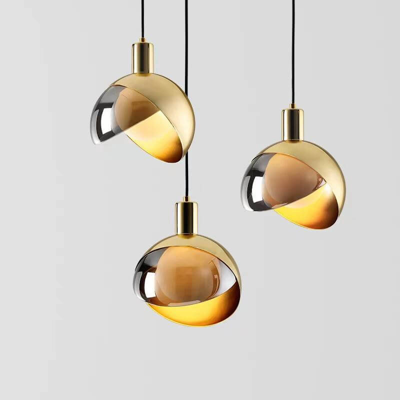 Pendant Light - Smoky Glass & Gold