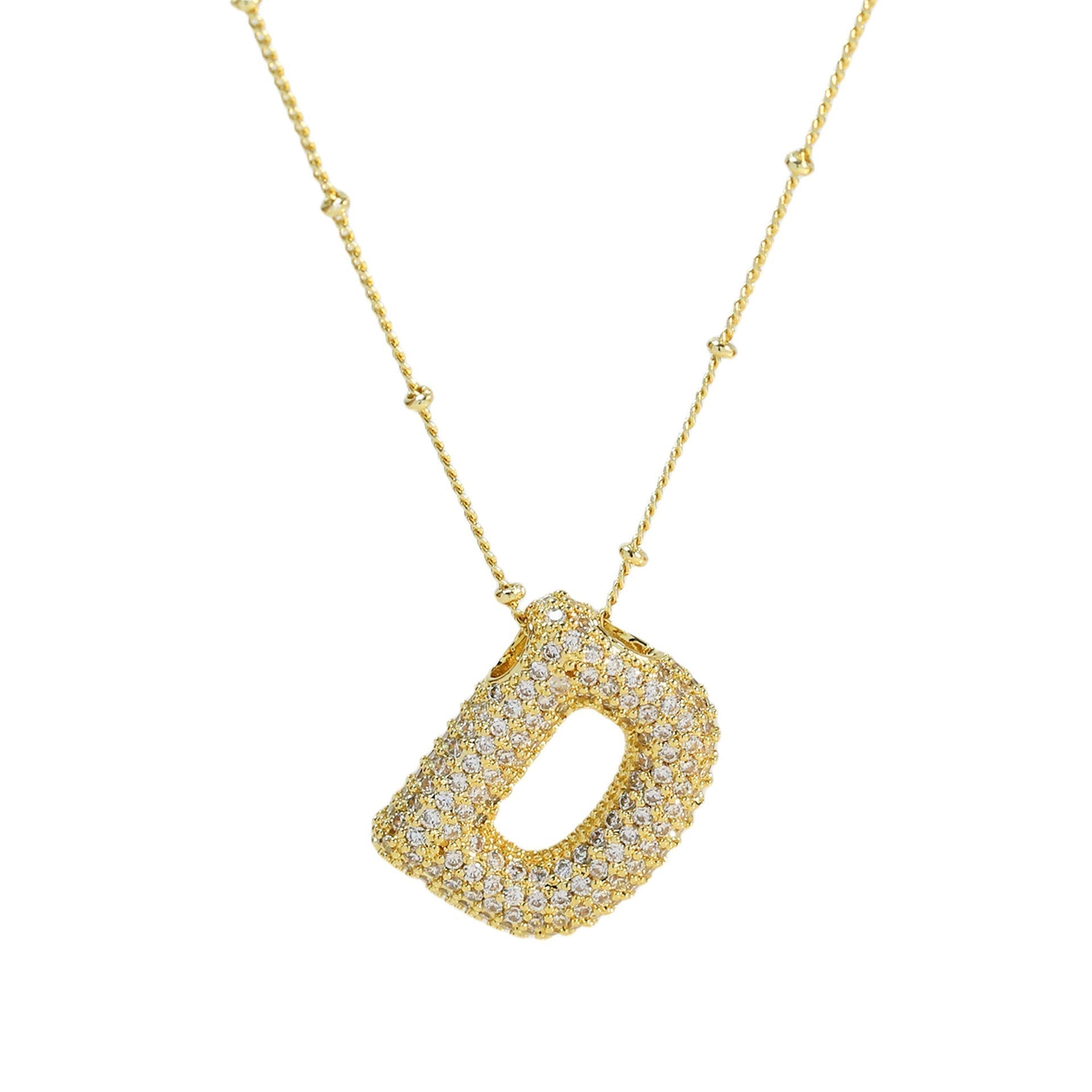 Ladies' Necklace – Initial Pendant – Sparkling Stones – Refined Chain Necklace – Statement Jewellery