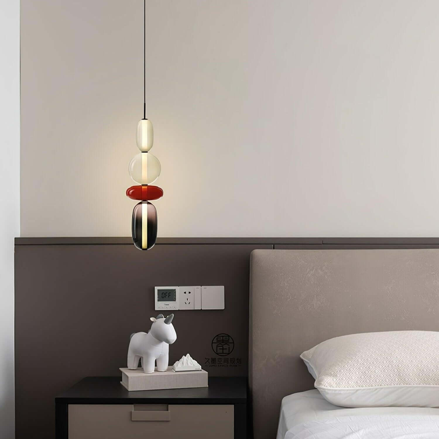 Modern Pendant Light with Coloured Glass