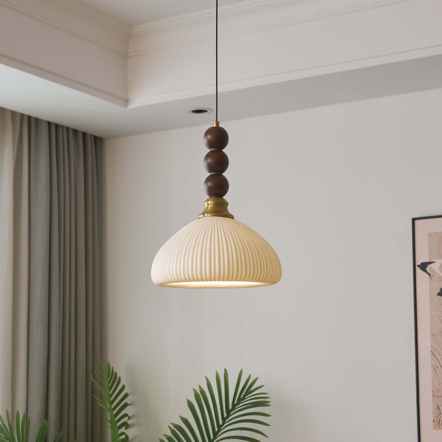 Pendant Light with Glass - Wood & Metal
