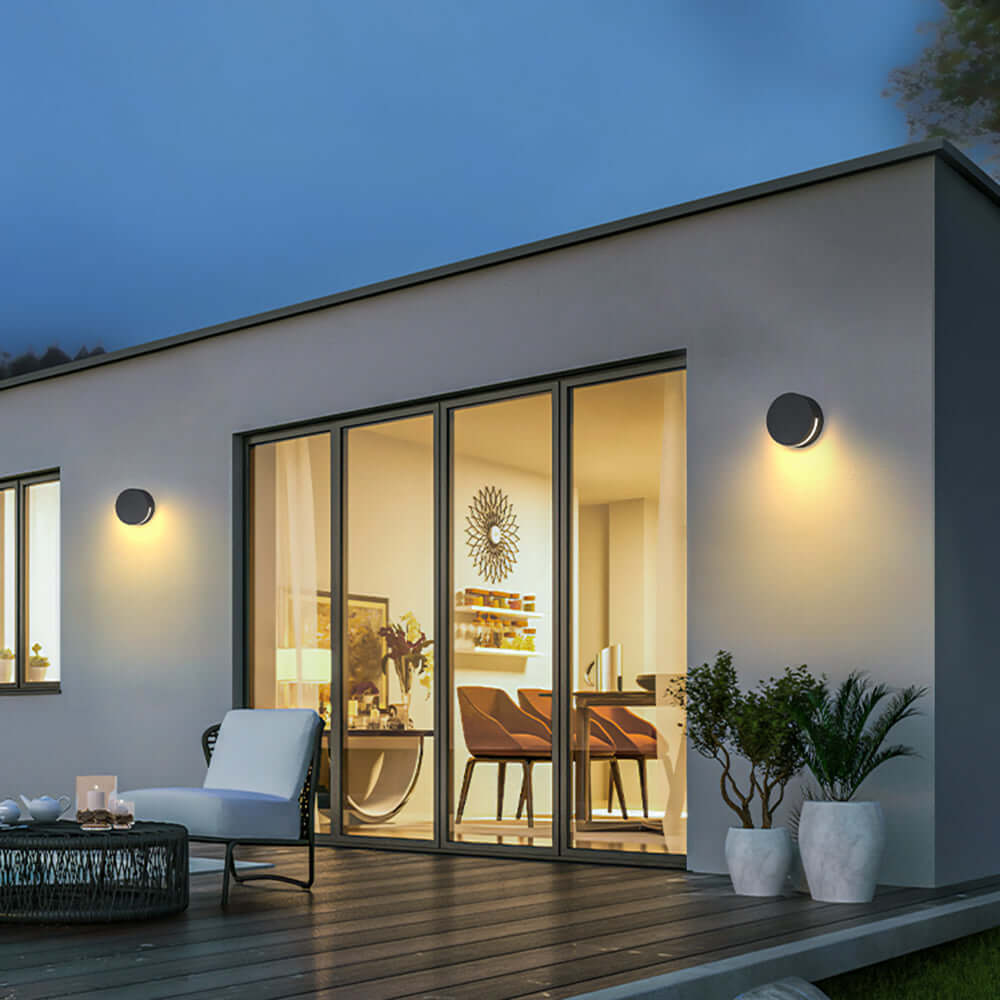 Modern Round Outdoor Wall Light - IP65 Waterproof