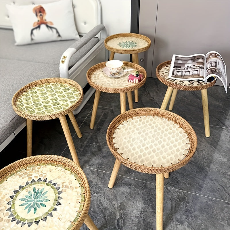 Scandinavian Rattan Side Table - Elin