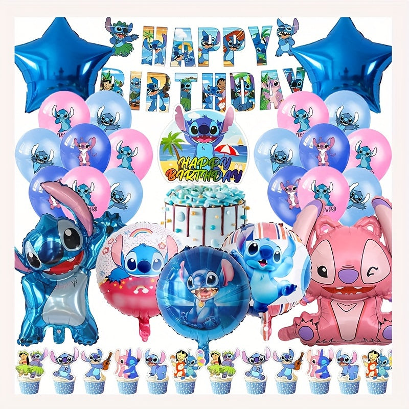 Lilo & Stitch Birthday Set - Complete Party Pack for Children with Balloons and Decorations