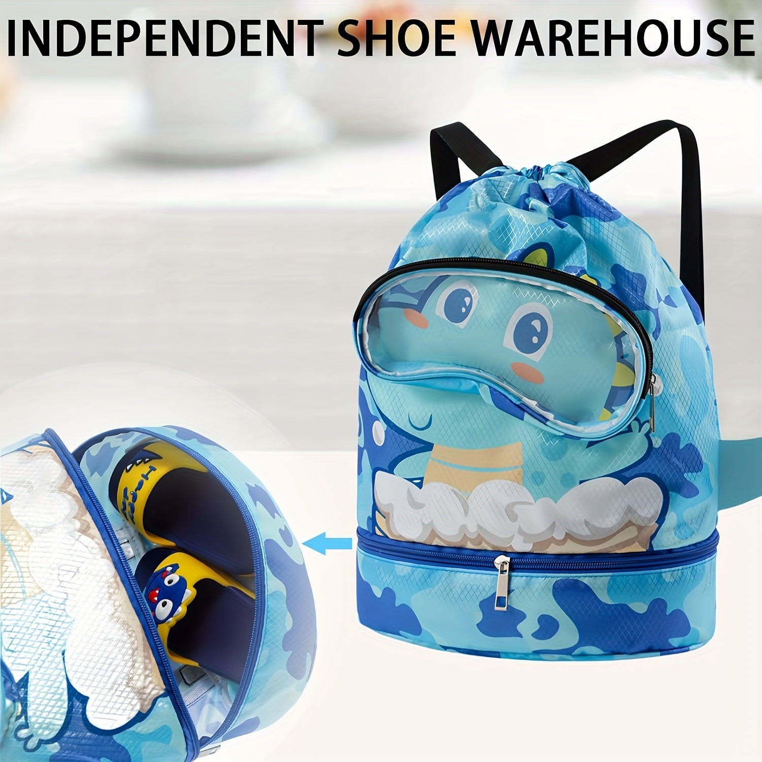 Ocean-Themed Swim Backpack - Waterproof with Wet/Dry Separation