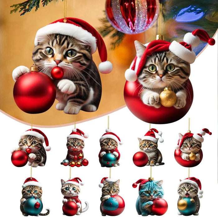 Christmas Cat Ornament - Cute Festive Tree Decoration