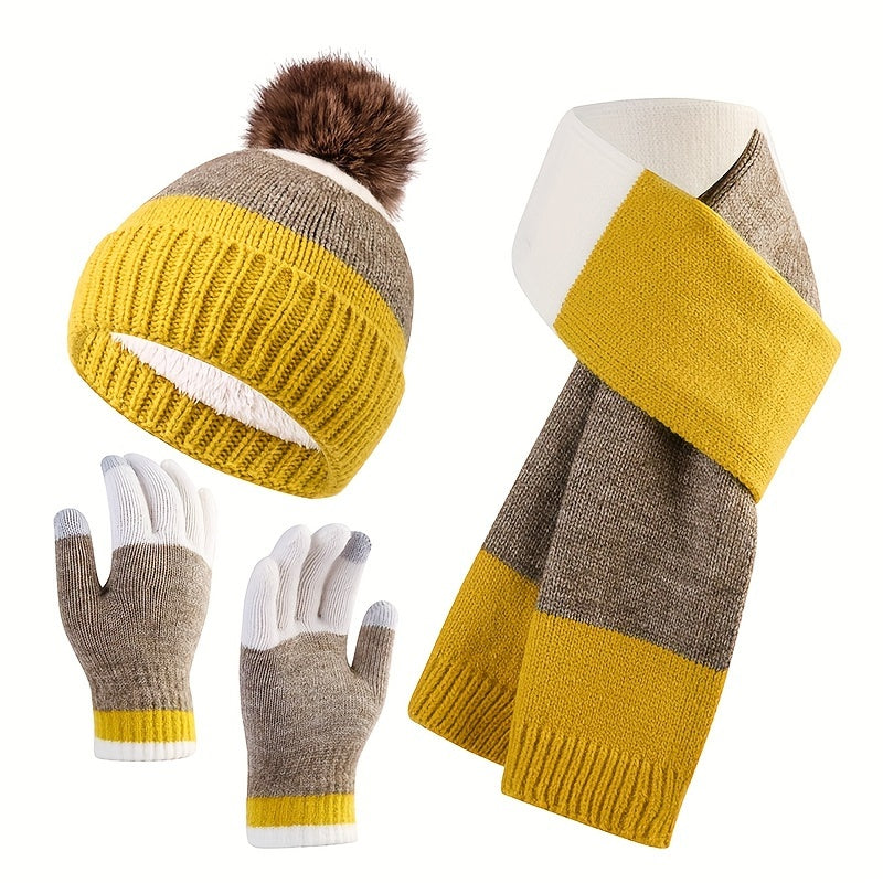Trendy Winter Set - Beanie, Scarf and Gloves for Cold Days