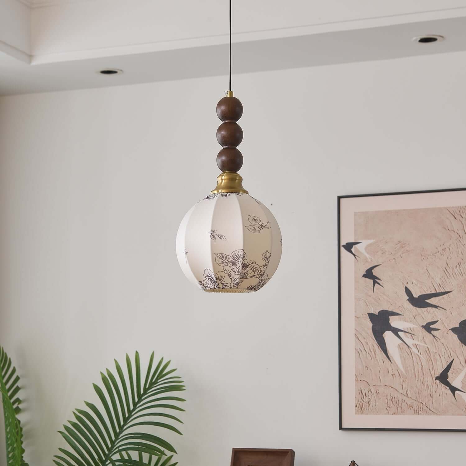 Pendant Light with Glass - Wood & Metal