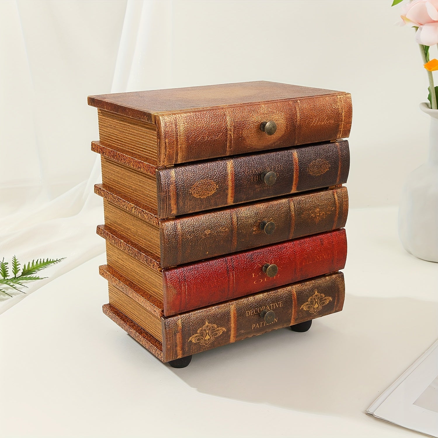 Classic Book-Shaped Storage Box with Five Drawers – Timeless Organisation for Home and Office