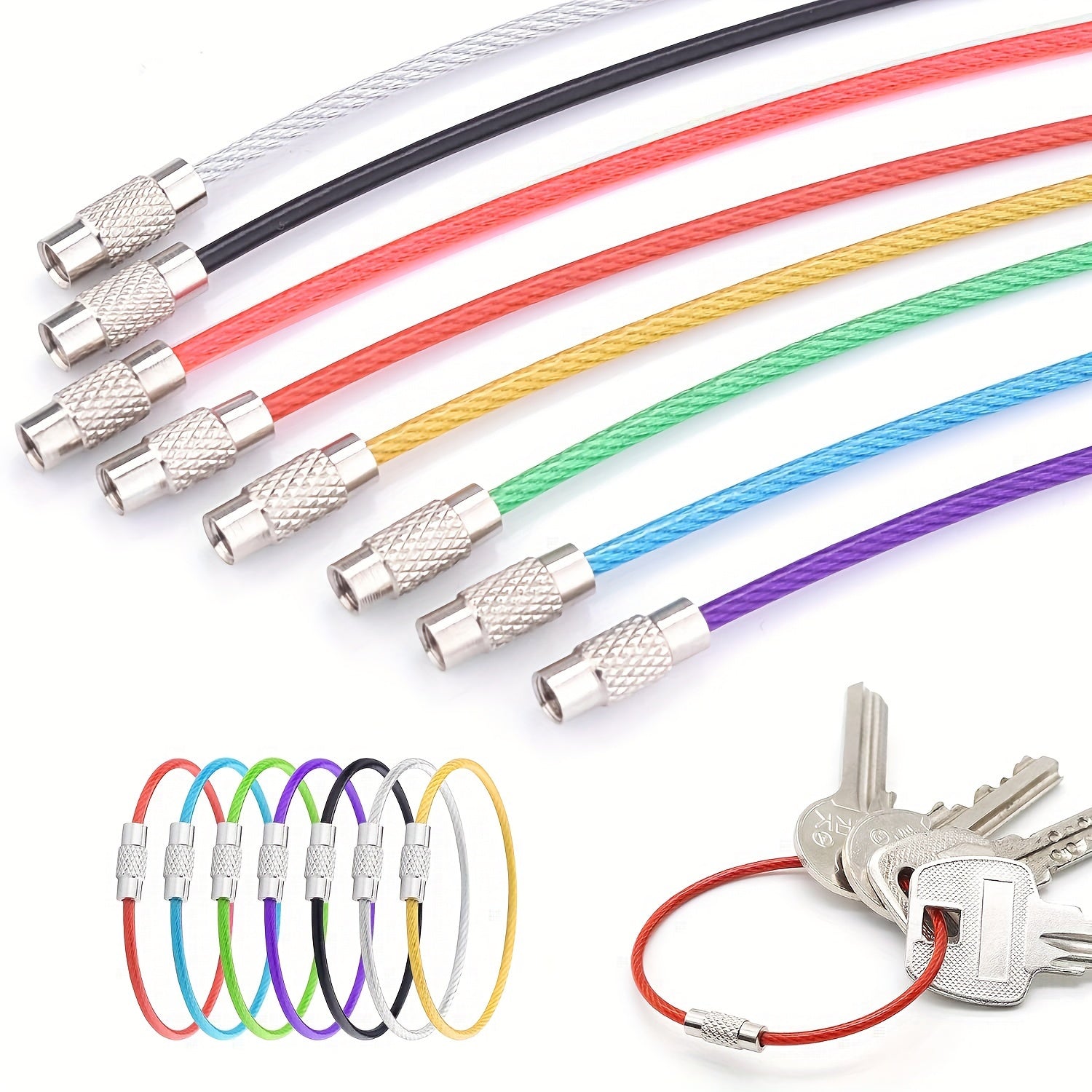 Steel Cable Keychains Set – Durable Keychains for Travel and Outdoor Activities