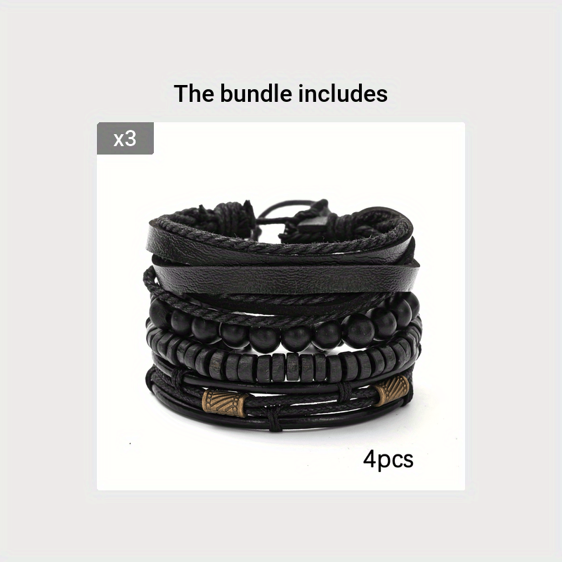 Stylish Leather and Wooden Bracelet Set - For the Modern Man