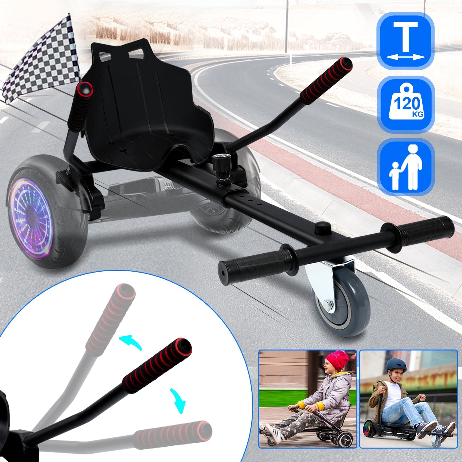 HoverKart Pro – Comfortable and Adjustable Hoverboard Seat