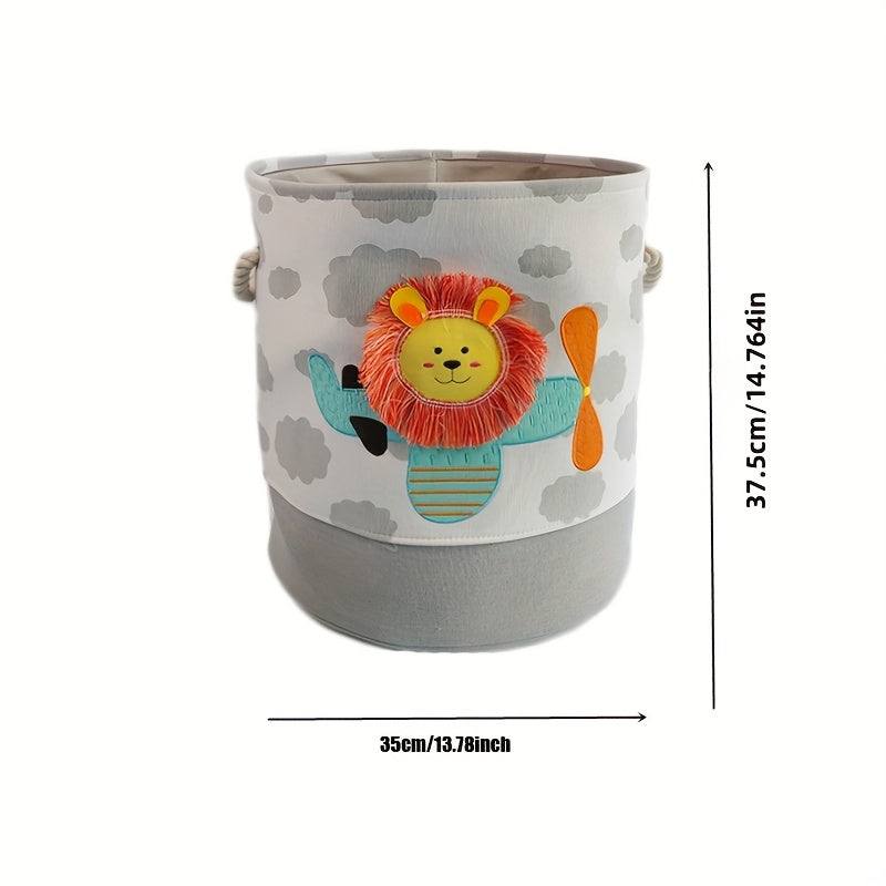 Storage Basket for Toys and Clothes – Cartoon Lion and Giraffe Design