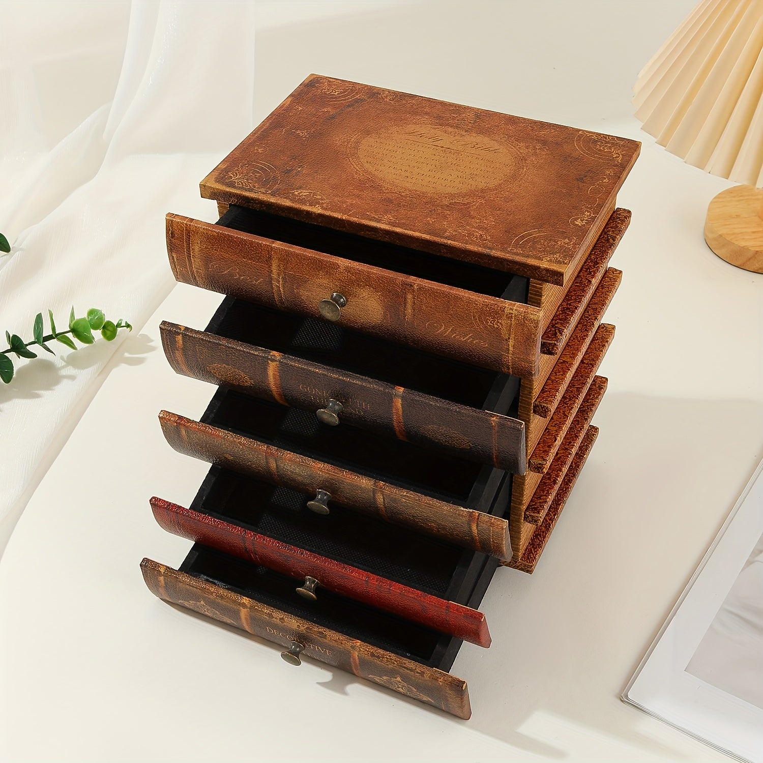 Classic Book-Shaped Storage Box with Five Drawers – Timeless Organisation for Home and Office