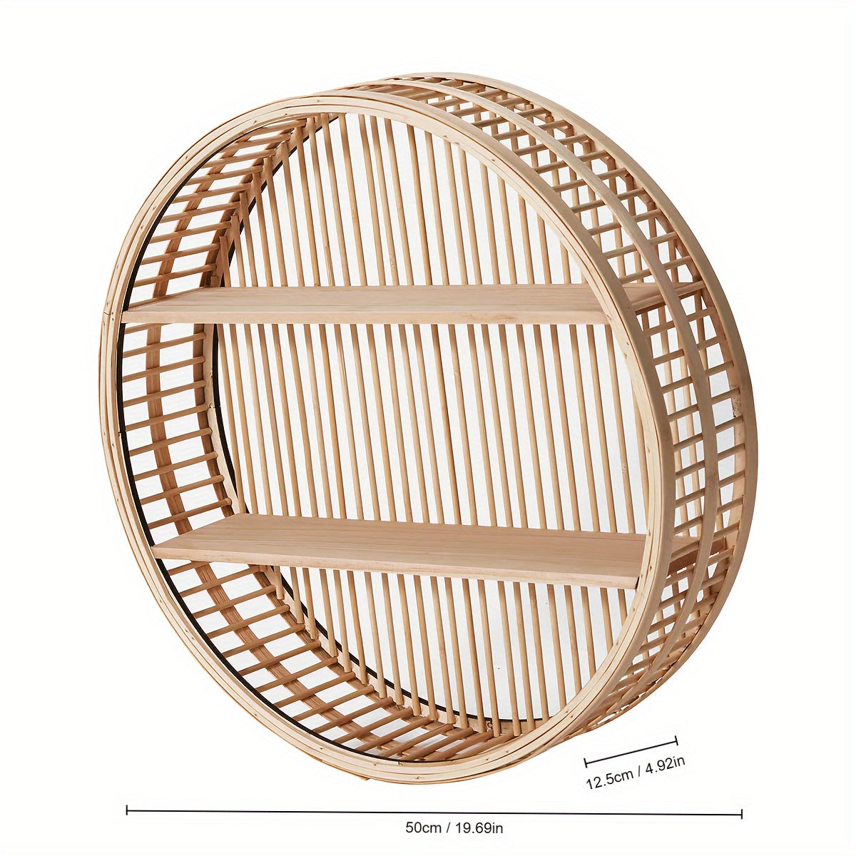 Handmade Bamboo Wall Shelf - Unique Round Design for Stylish Storage