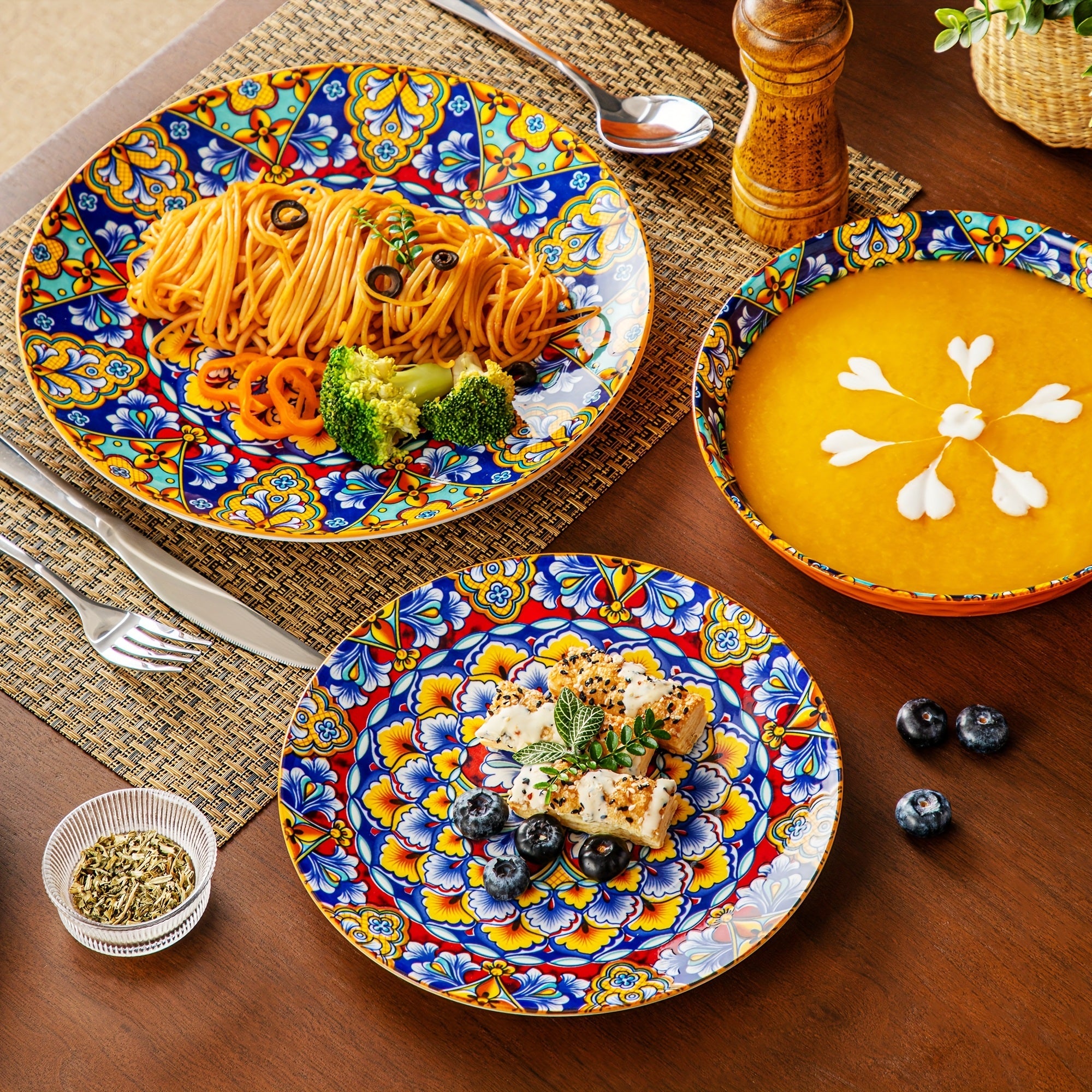 24-Piece Dinner Set – Stoneware in Bohemian Style