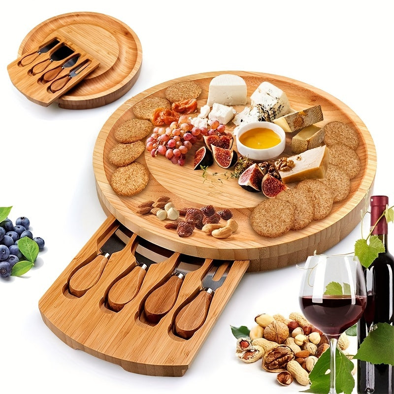 Bamboo Cheese Board with Cheese Knives – Stylish and Practical for Any Occasion