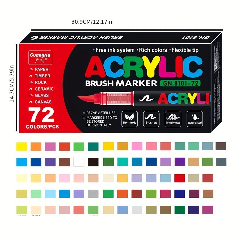 72 Colours Acrylic Paint Markers – Perfect for Creative Painting on Various Surfaces