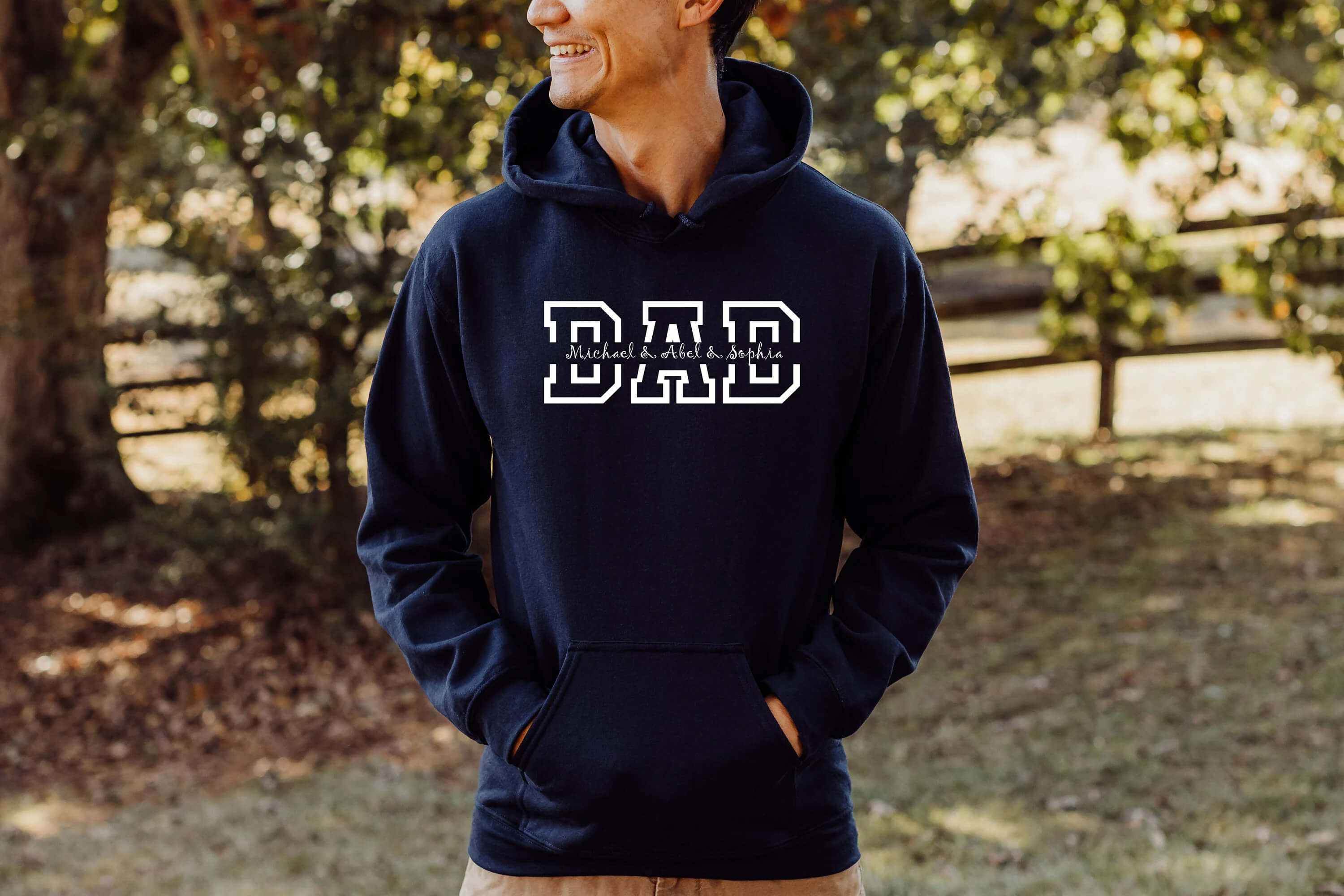 HeritageHug Personalized Dad Hoodie | Embroidered Father's Day Gift with Family Names