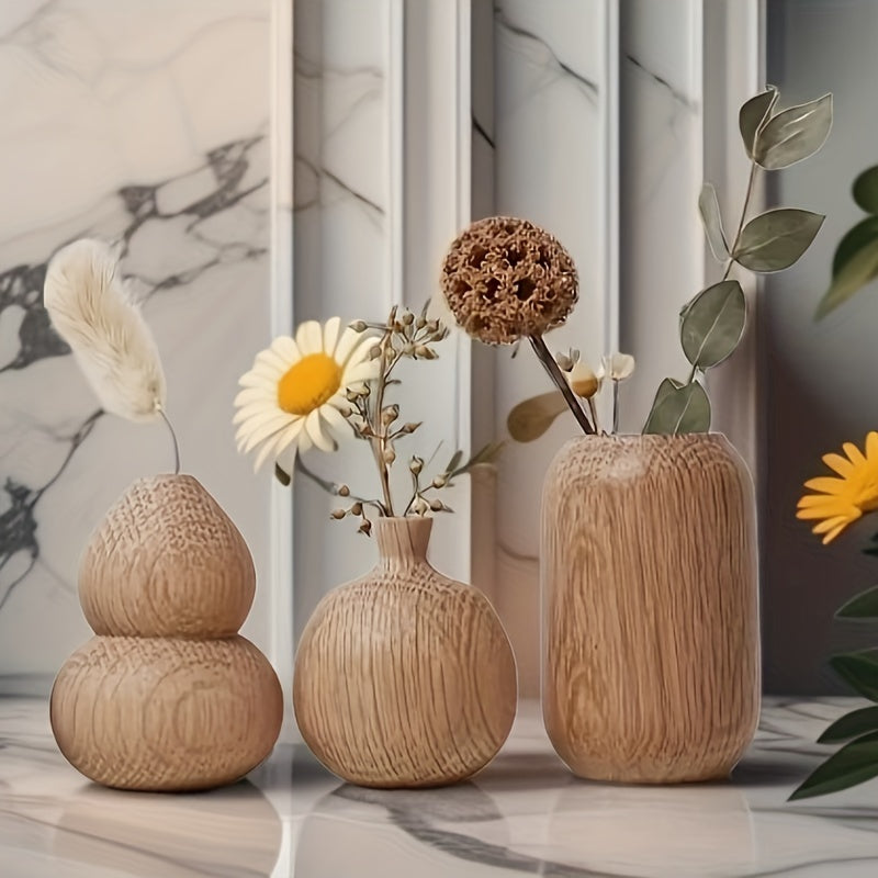Wooden Geometric Vase Set - A Timeless Piece for Your Interior